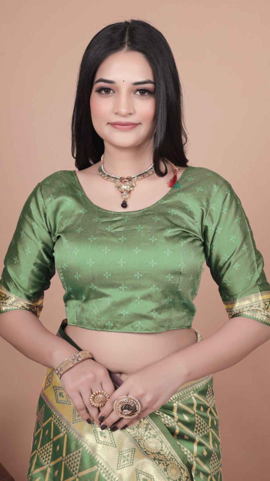 Emerald Green Banarasi Silk Saree with Silver Zari