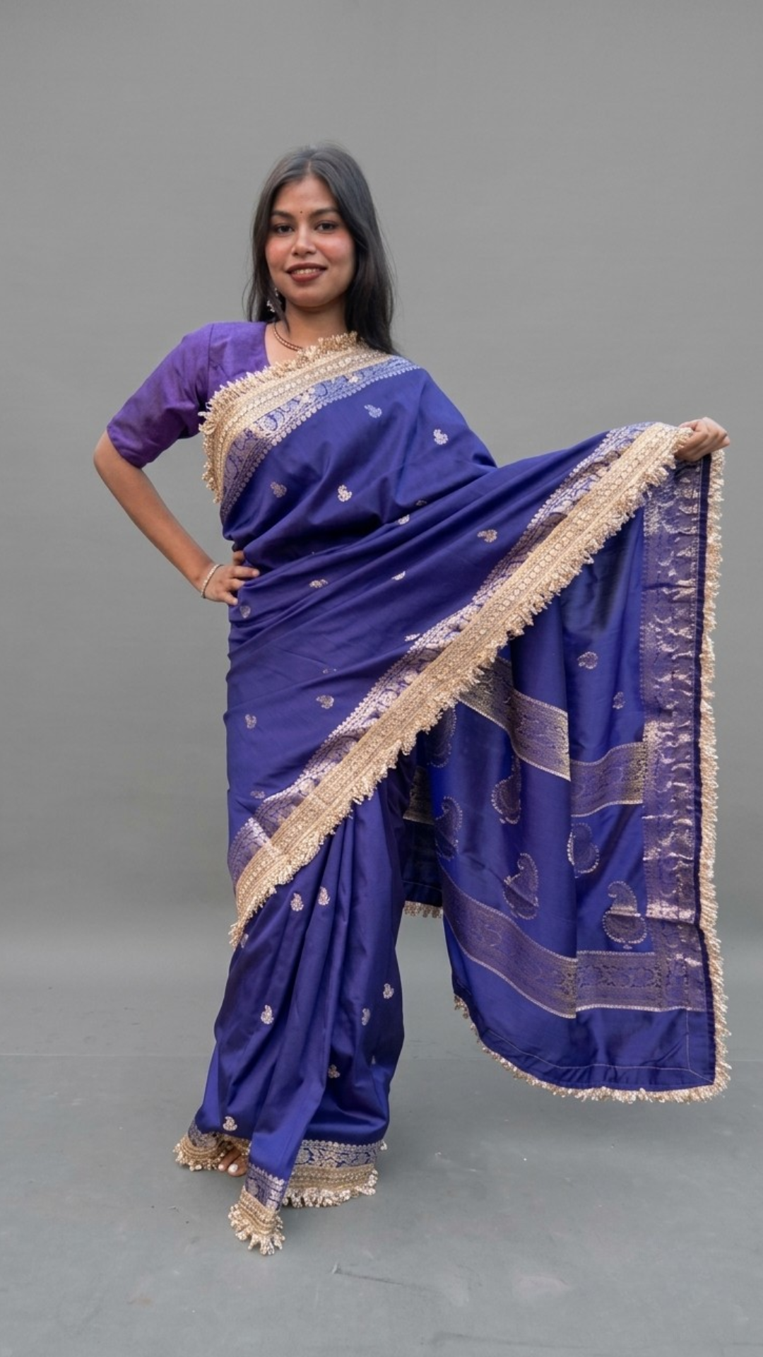 Banarashe Royal Purple Zari Work Saree
