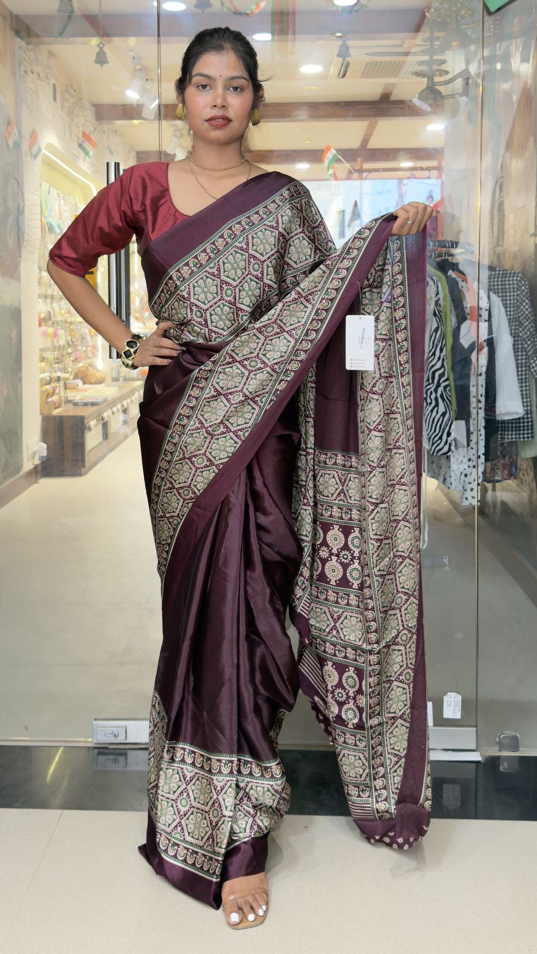 Wine Colour Soft Silk Saree