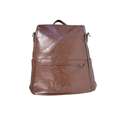 Premium Coffee Brown Leatherette Backpack for Women