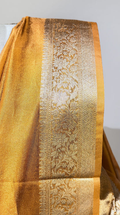Orange Banarasi Tissue Silk Saree for Women