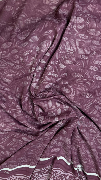 Elegant Lavender Georgette Saree with Abstract Floral Print & Matching Blouse Piece – Lightweight Daily & Party Wear Saree for Women