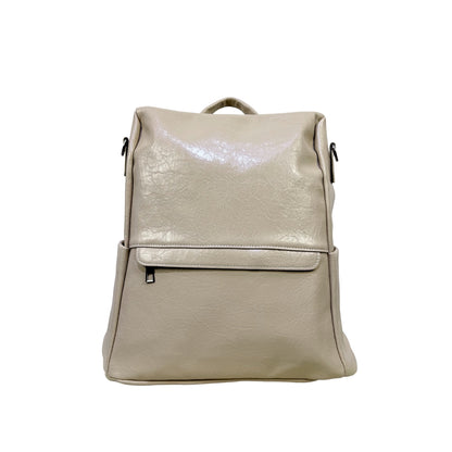 Elegant Beige Leatherette Backpack for Women