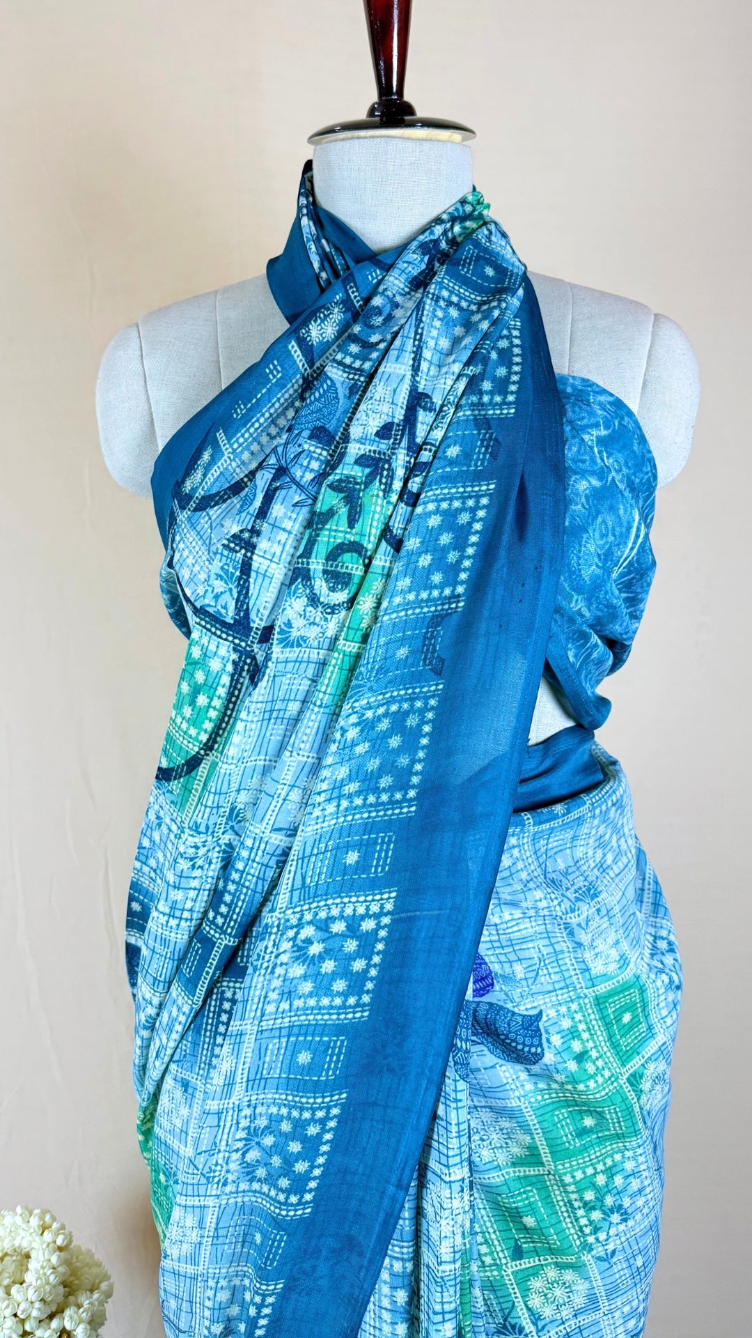 Floral Print Banarasi Georgette Saree  (Green)