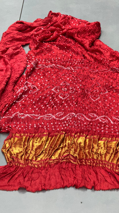 Pure Gaji Silk Bandhani Saree – Red Wedding & Festive Wear