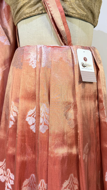 Dusty Rose Cotton Tissue Saree with Floral Buti Design