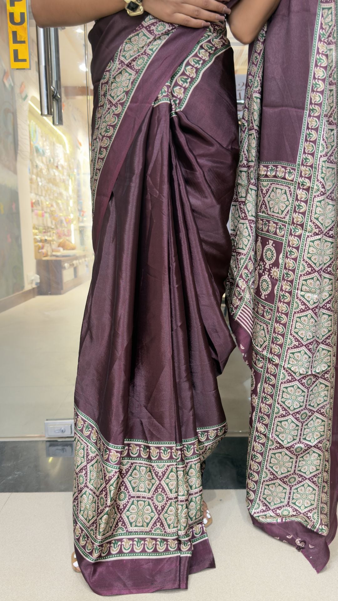 Wine Colour Soft Silk Saree