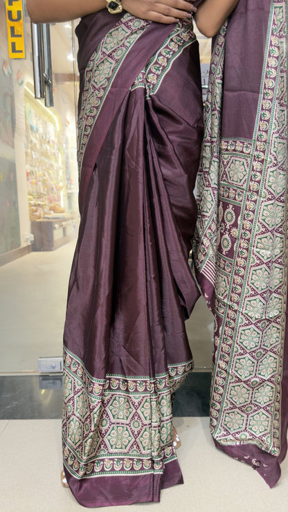Wine Colour Soft Silk Saree