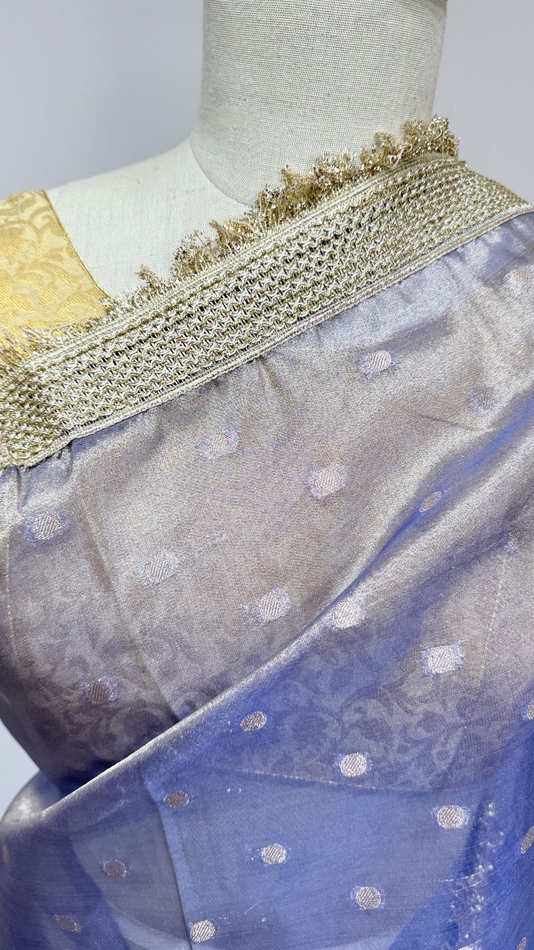 Lavender Tissue Saree With Lace Border