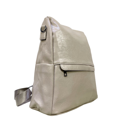 Elegant Beige Leatherette Backpack for Women