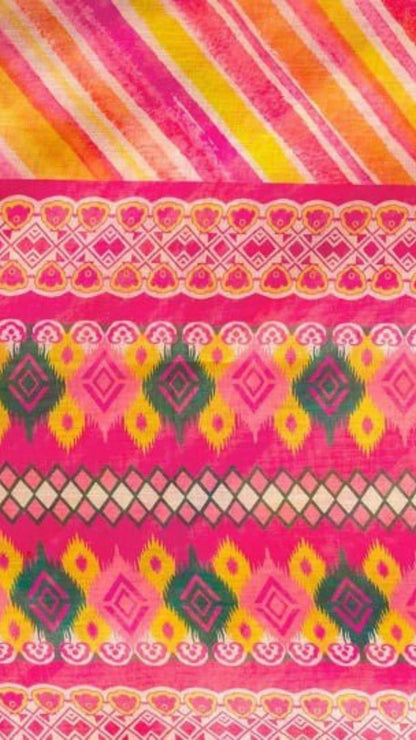 Vibrant Linen Cotton Saree with Zari Border