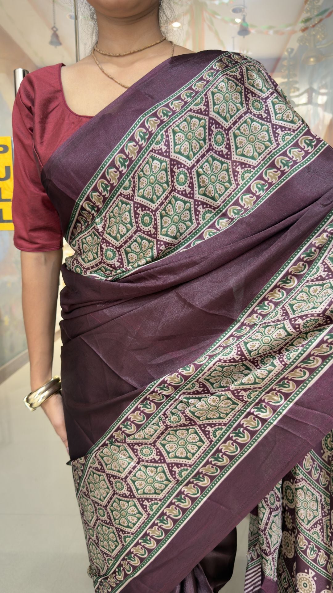 Wine Colour Soft Silk Saree