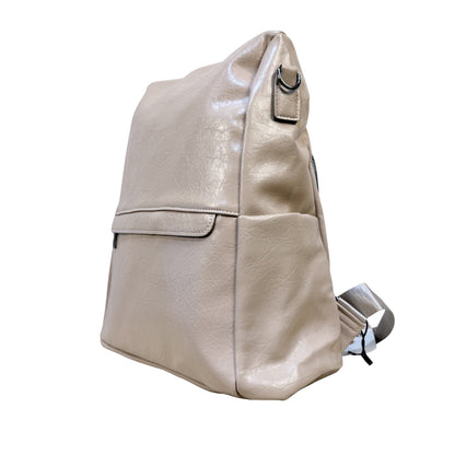 Elegant Beige Leatherette Backpack for Women