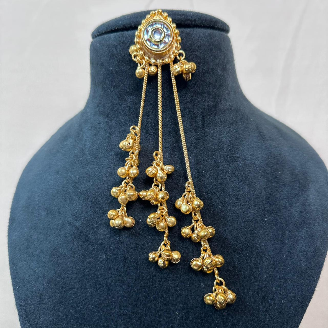 Banarashe Teardrop Cascade Earrings White Stone Temple Danglers