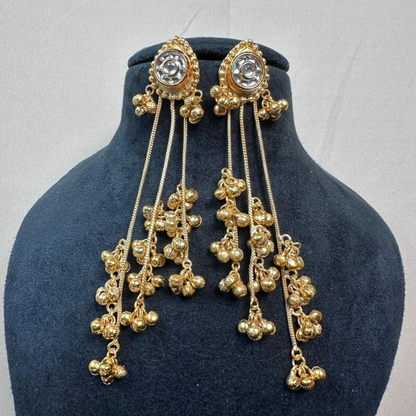 Banarashe Teardrop Cascade Earrings White Stone Temple Danglers