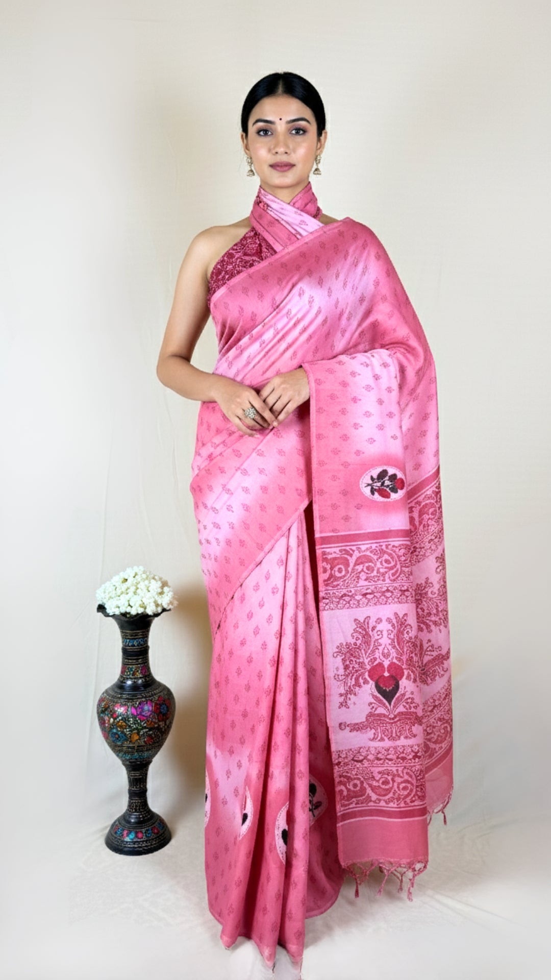 Floral Print, Paisley, Printed, Self Design Daily Wear Georgette Saree  (Pink)