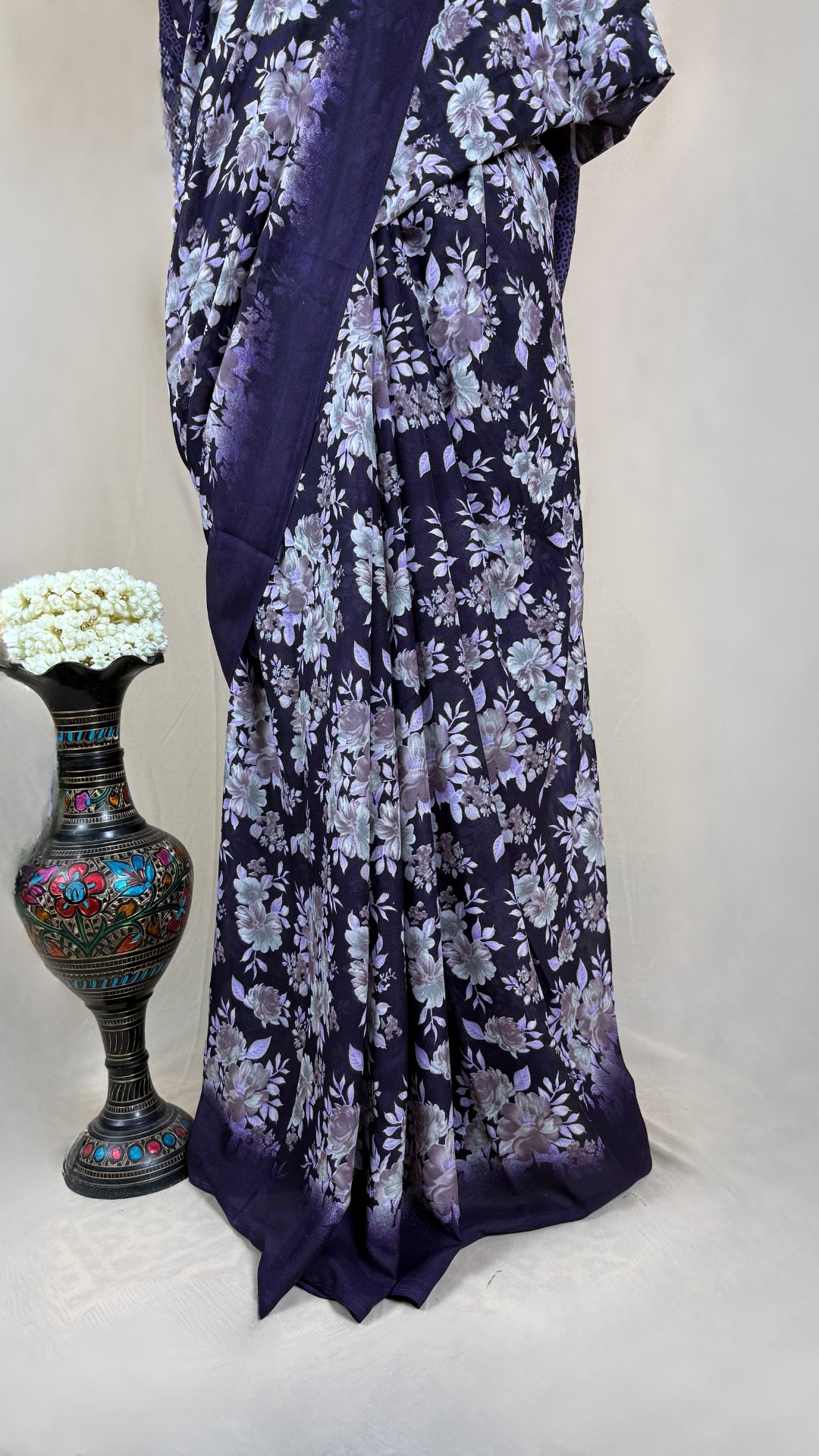 Elegant Lavender Georgette Saree with Abstract Floral Print & Matching Blouse Piece – Lightweight Daily & Party Wear Saree for Women