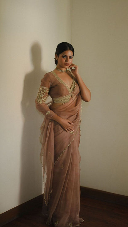 Pure Organza Saree: Valmoti Handwork Edition