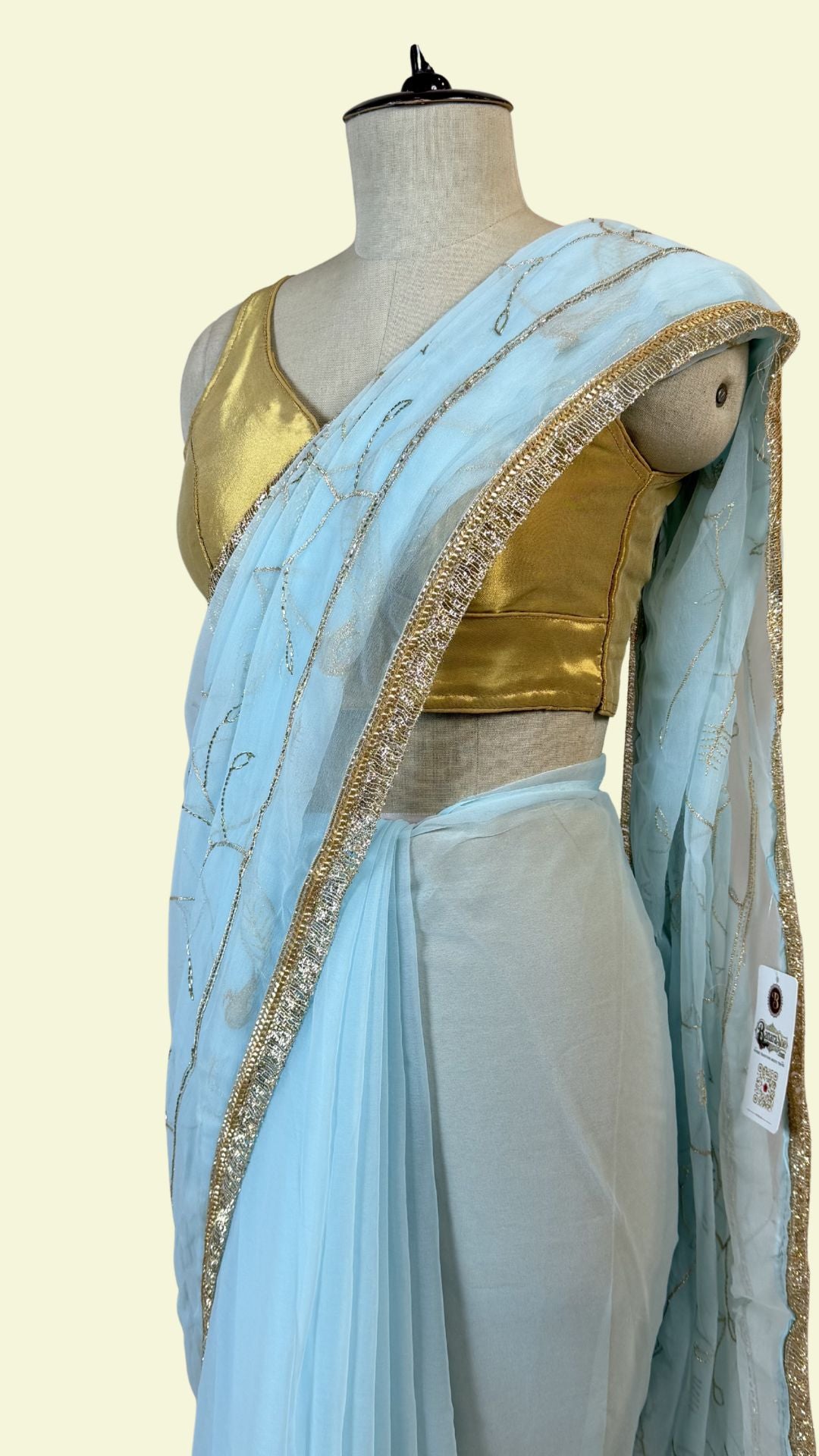 Sky Blue Chiffon Saree for Women
