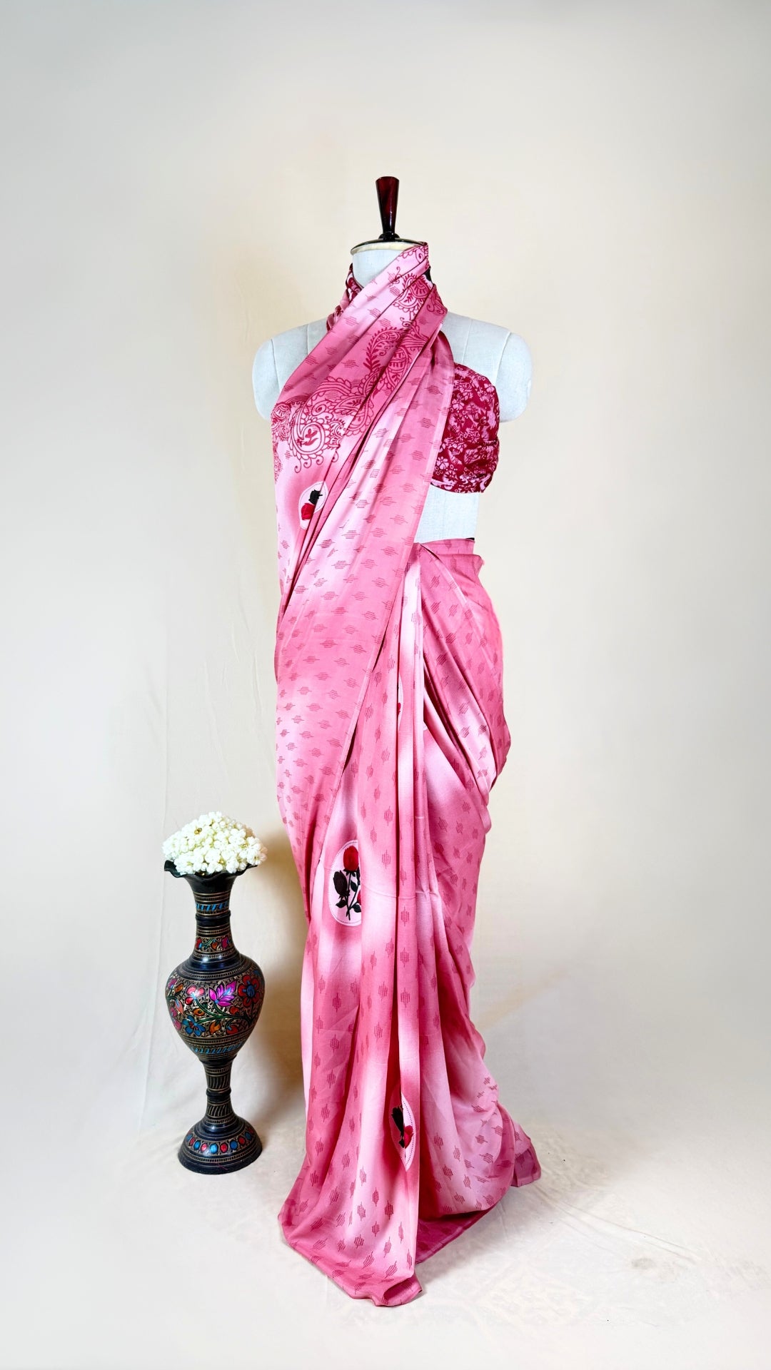 Floral Print, Paisley, Printed, Self Design Daily Wear Georgette Saree  (Pink)