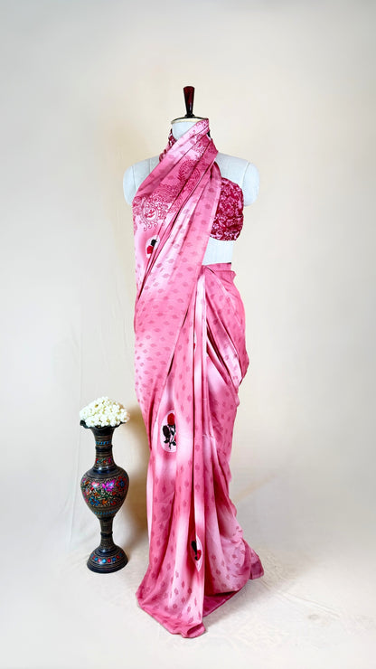 Floral Print, Paisley, Printed, Self Design Daily Wear Georgette Saree  (Pink)