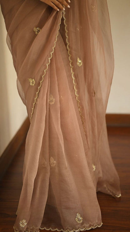 Pure Organza Saree: Valmoti Handwork Edition