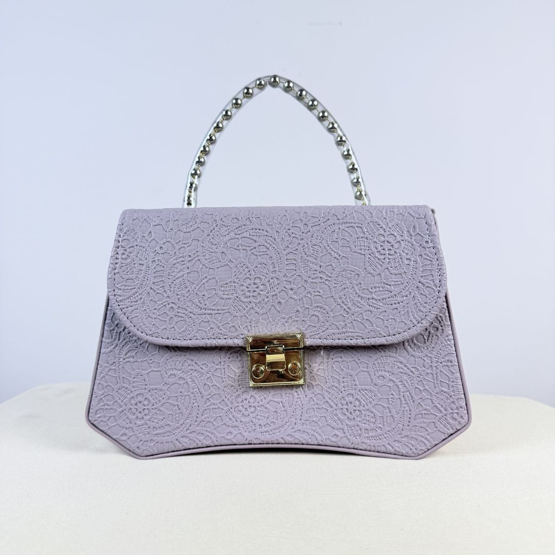 Premium Floral Embossed Top Handle Sling Bag for Women