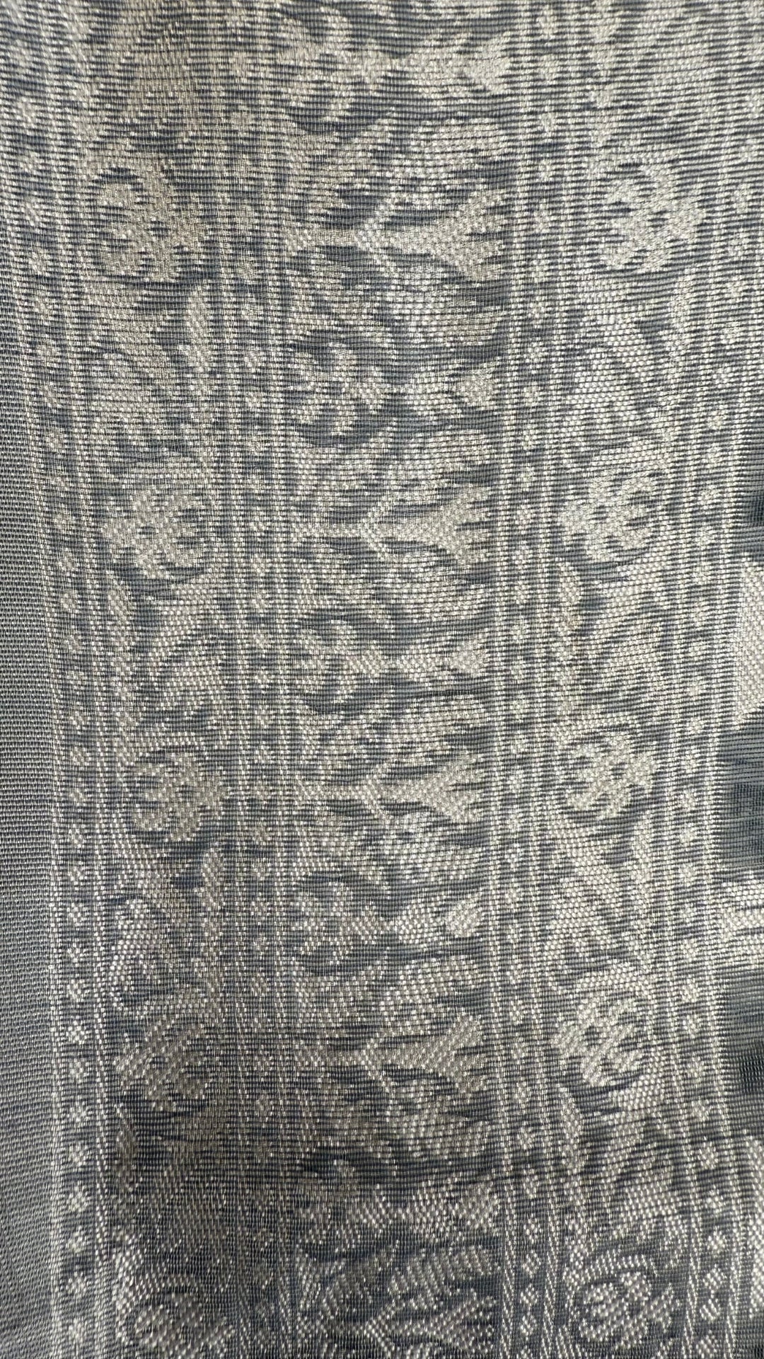 banarashe Grey & White Handloom Banarasi Cotton Saree with Tribal & Animal Motifs