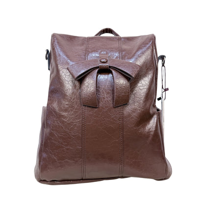 Elegant Brown Leatherette Backpack for Women