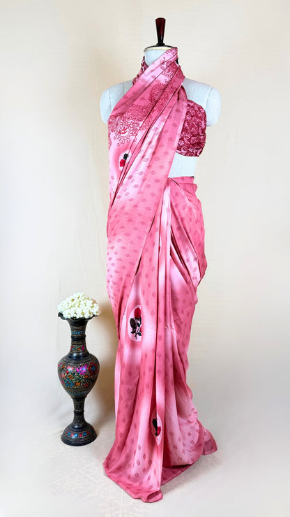 Floral Print, Paisley, Printed, Self Design Daily Wear Georgette Saree  (Pink)