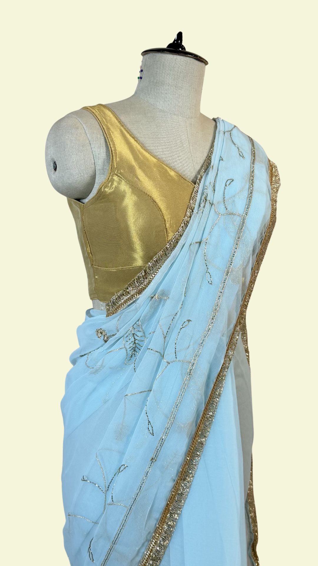 Sky Blue Chiffon Saree for Women