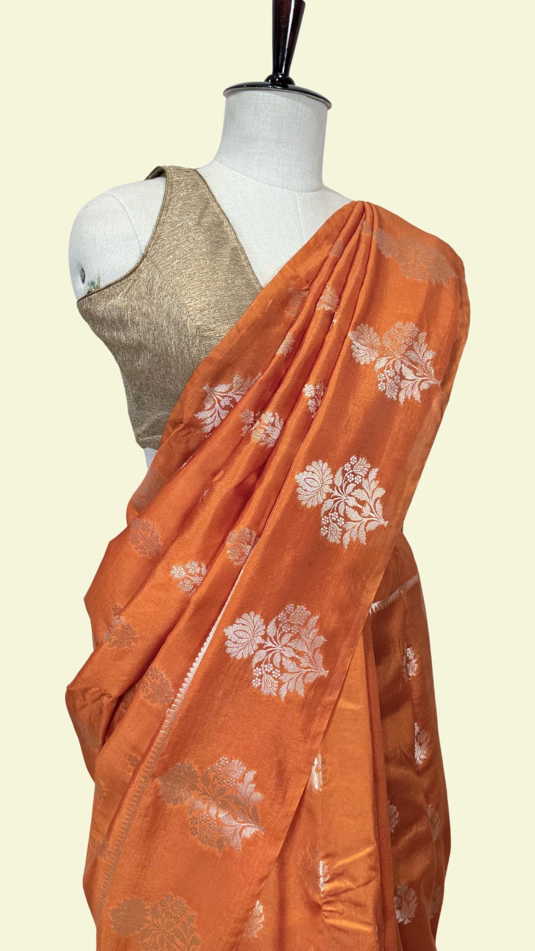 Rust Orange Raw Mango Silk Saree
