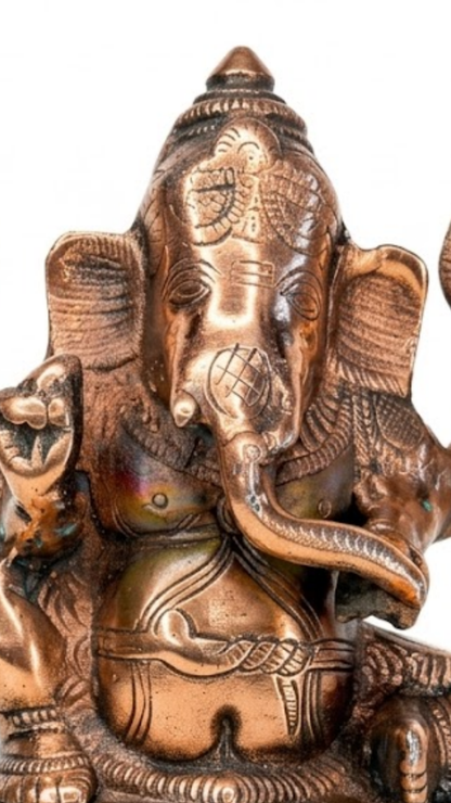 Antique Brass Lord Ganesha Idol – Traditional Ganesh Statue for Pooja & Home Decor