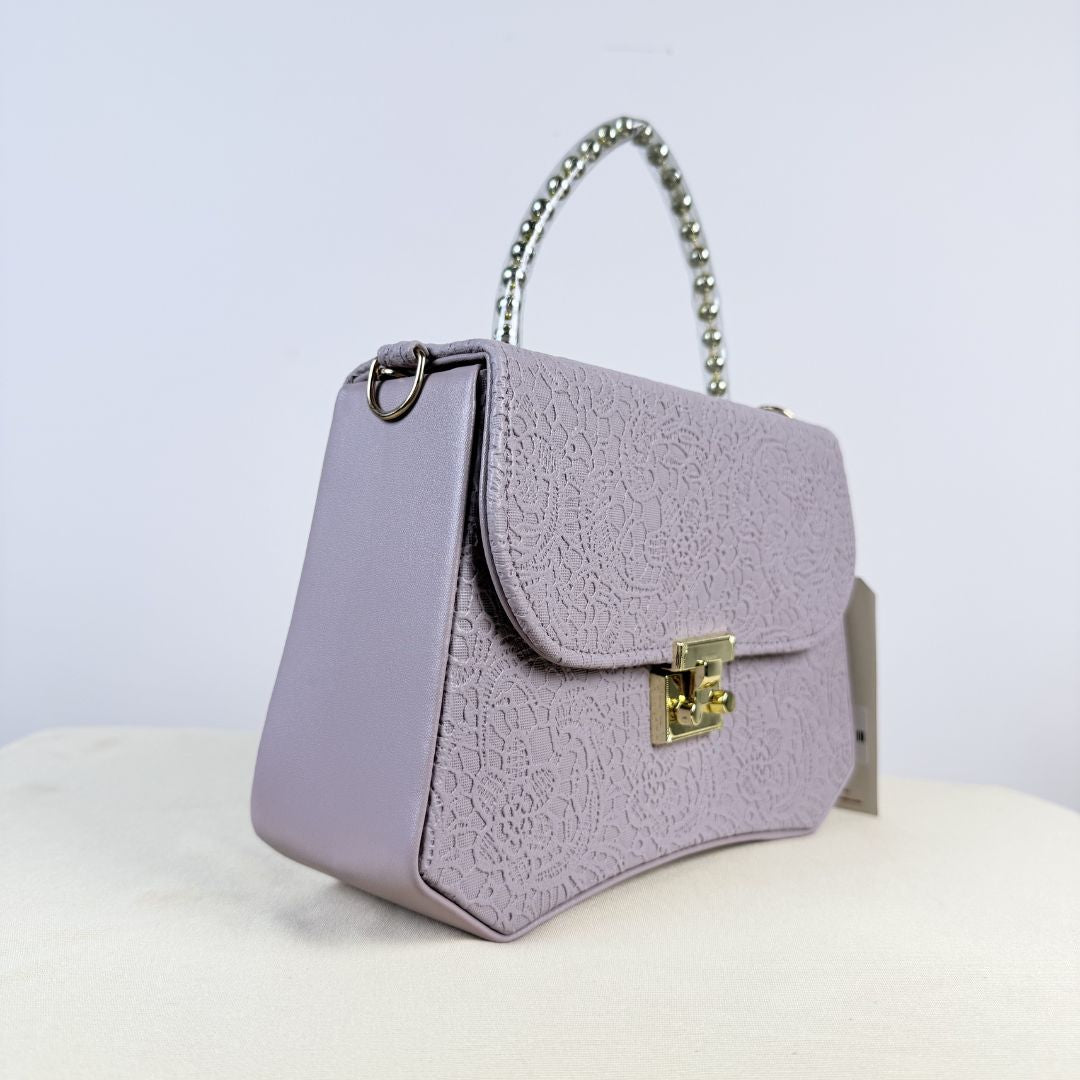 Premium Floral Embossed Top Handle Sling Bag for Women