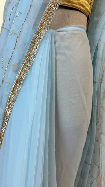 Sky Blue Chiffon Saree for Women