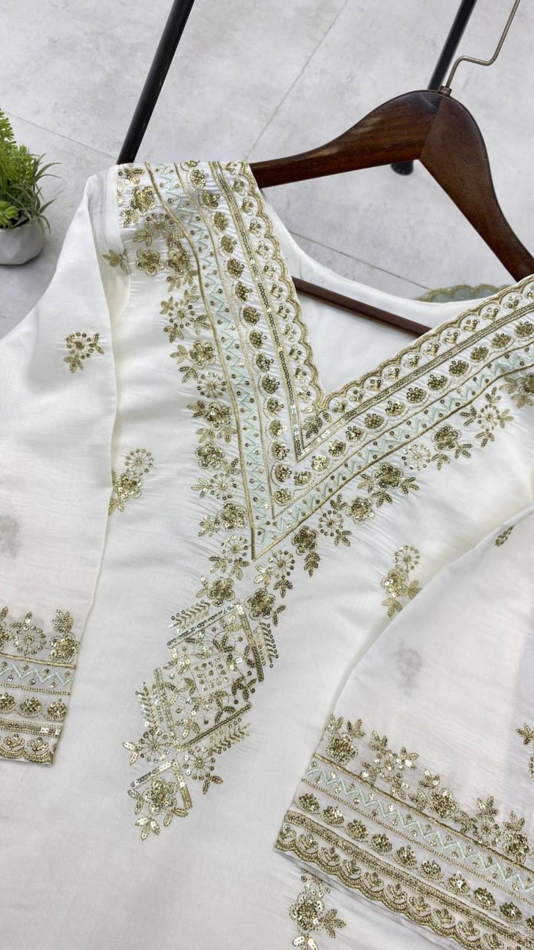Roman Silk Embroidered Plazzo Suit Set
