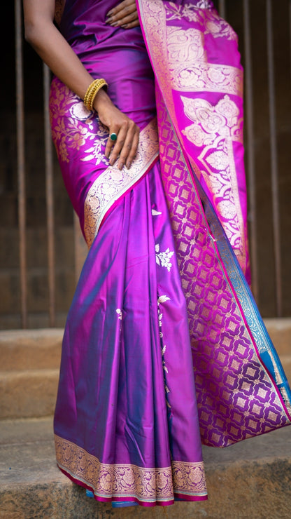 Deep Violet Katan Mashru Silk