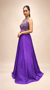 Lavender Embellished Empire Waist A‑Line Chiffon Evening Gown