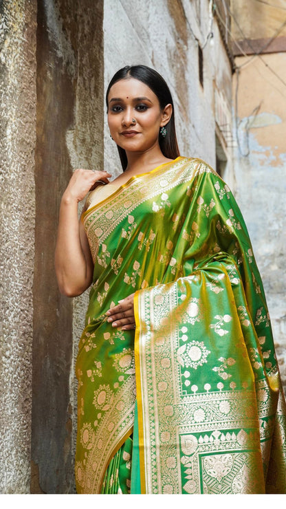 Green Silk Woven Banarasi Saree