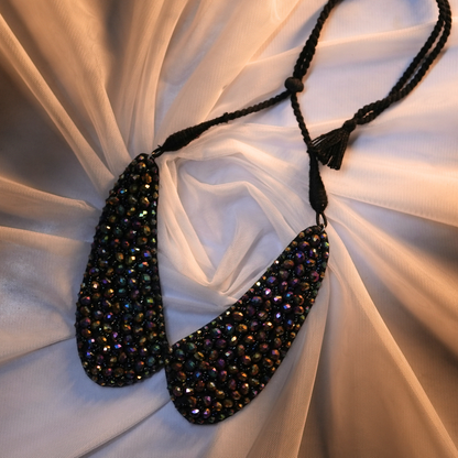 Rainbow Gleam Adda Necklace – Diamond-Cut Beads & Embroidered Artistry