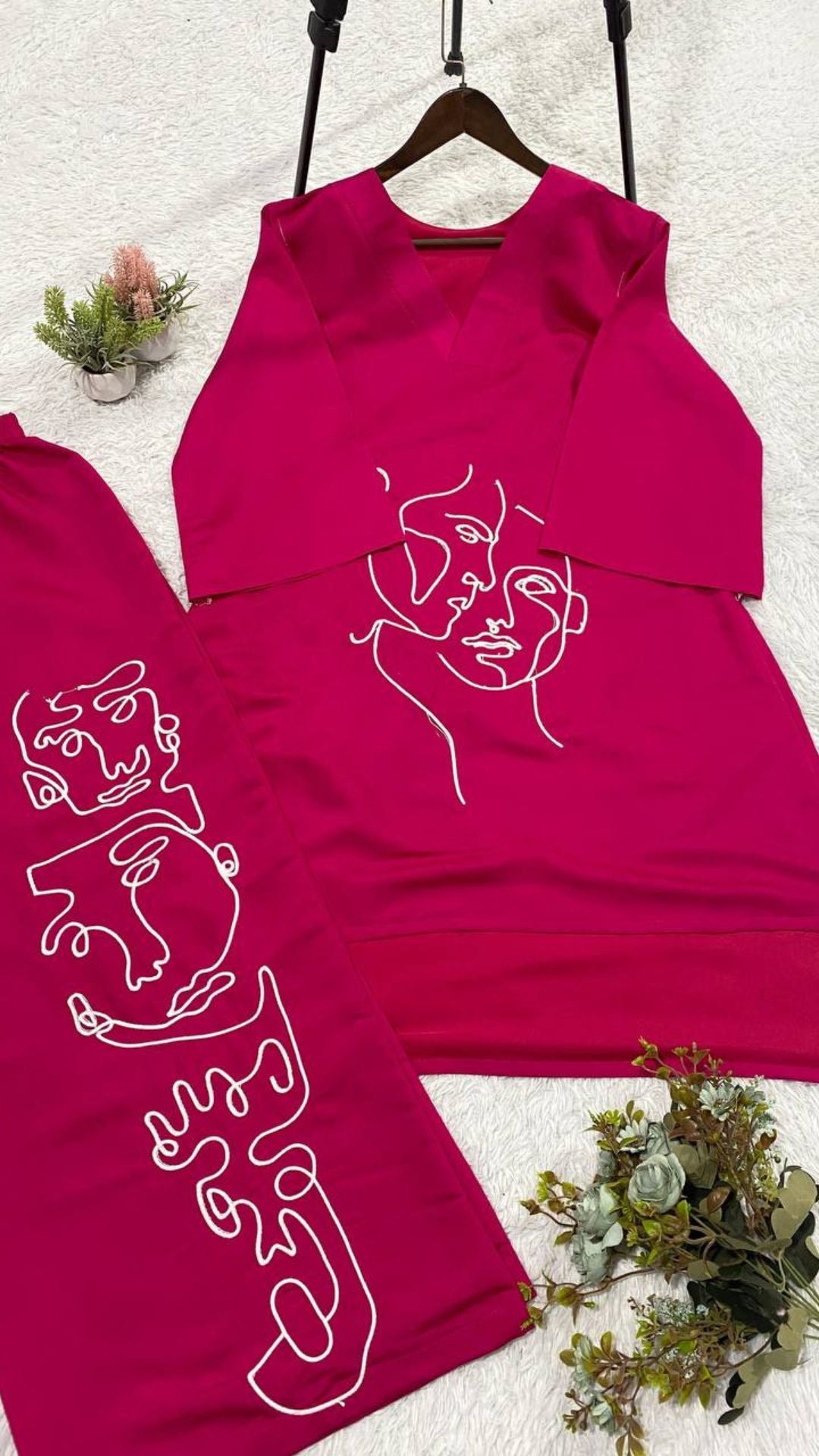 Pink Embroidered Co-Ord Set for Women