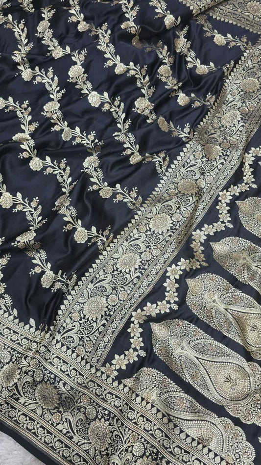 Luxury Banarasi Katan Silk Saree with Swarovski Work