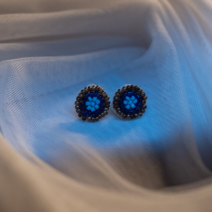 Adda Embroidery Round Shape Top Stud Earrings