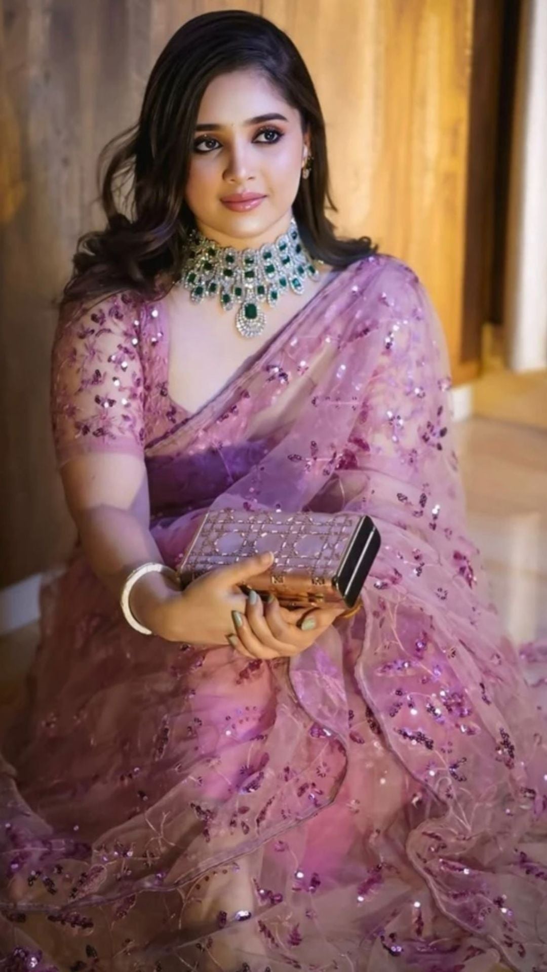 Pink Designer Party Wear Saree with Heavy Sequin Embroidery Work on Butterfly Net Fabric
