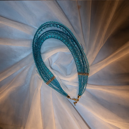 Turquoise & Blue Theme Necklace with Golden Fittings – Elegant Color Harmony