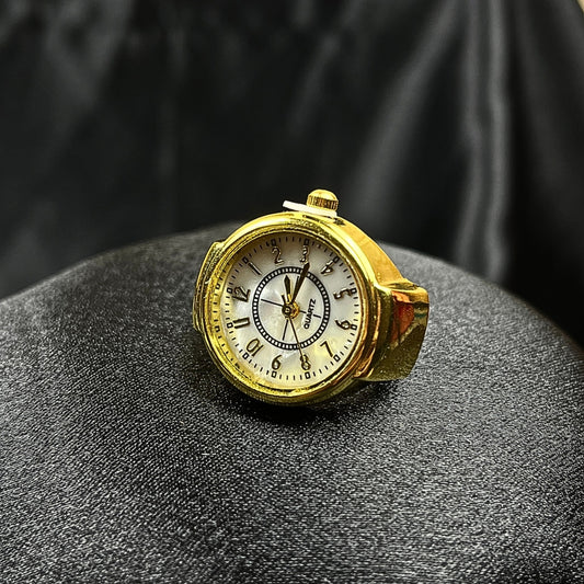 Stylish Gold Plated Quartz Ring Watch for Women