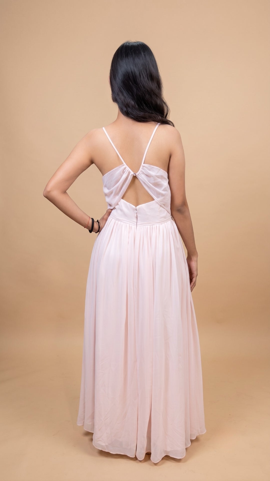 Banarashe Women’s Light Pink Flared Maxi Dress