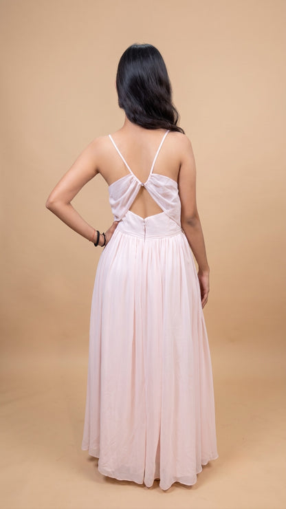 Banarashe Women’s Light Pink Flared Maxi Dress