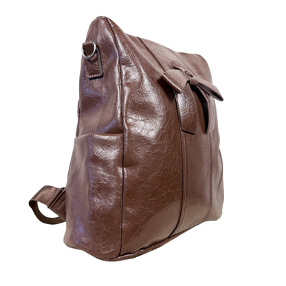 Elegant Brown Leatherette Backpack for Women
