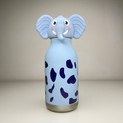 Stainless Steel Water Bottle with Straw & Removable Silicone Elephant Lid for Kids & Teens
